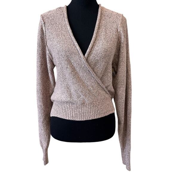 NEW FREE PEOPLE Dusty Rose Pink Going For Gold Wrap Sweater Size S - Picture 2 of 6